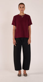 Jasper Knitted Tee - Burgundy Top Feather & Noise 