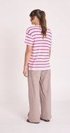 Jasper Knitted Tee - Pink Burgundy Stripe Top Feather & Noise 