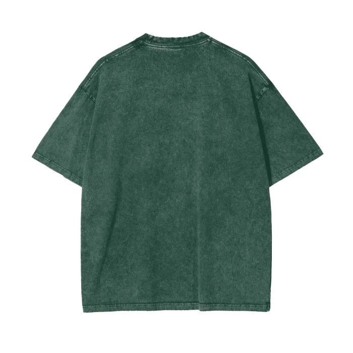 Cherry Baby Acid Wash Oversized Tee - Dark Green Tee Maku 