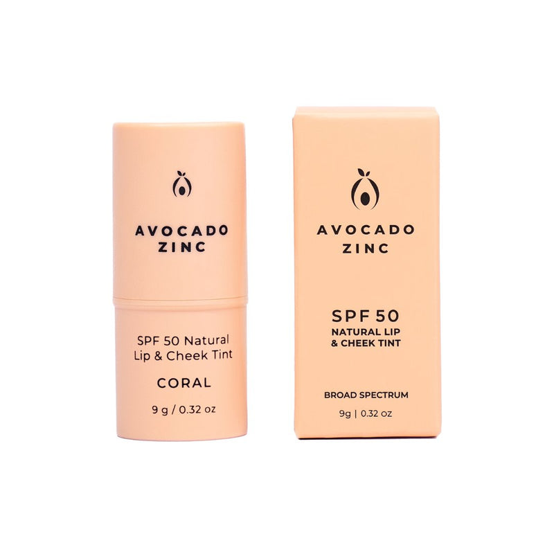SPF 50 Natural Lip & Cheek Tint - Coral Avocado Zinc 