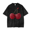 Cherry Baby Acid Wash Oversized Tee - Black Tee Maku 