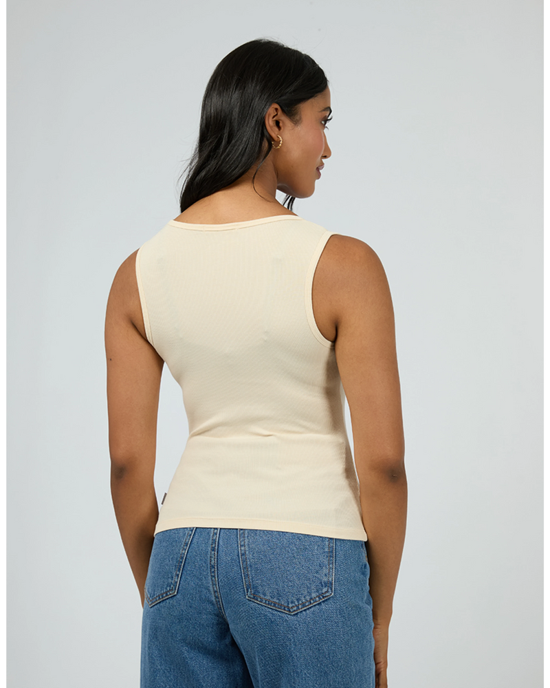 Washed Rib Scoop Neck Tank - Vanilla Tshirt All About Eve 