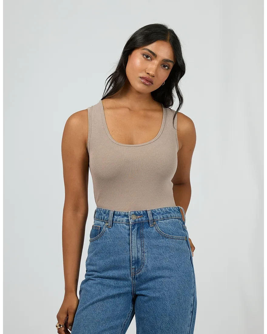 Washed Rib Scoop Neck Tank Tshirt All About Eve 