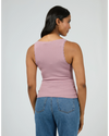 Washed Rib Lace Tank - Quartz Pink Tee All About Eve 