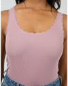 Washed Rib Lace Tank - Quartz Pink Tee All About Eve 