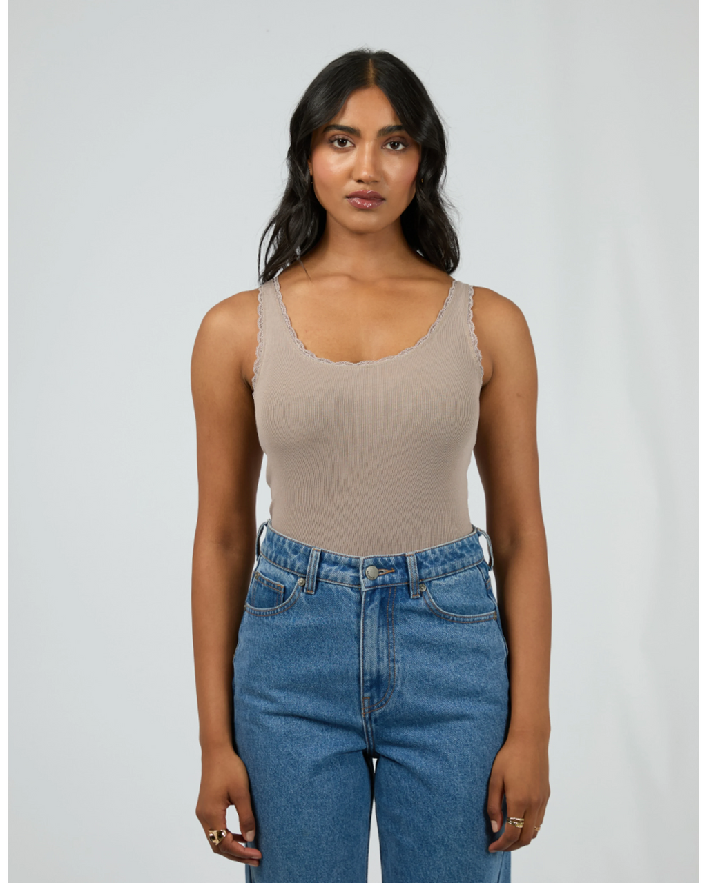 Washed Rib Lace Tank Tee All About Eve 