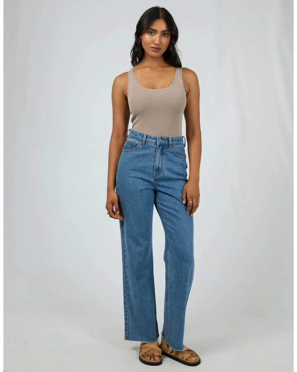 Washed Rib Lace Tank Tee All About Eve 