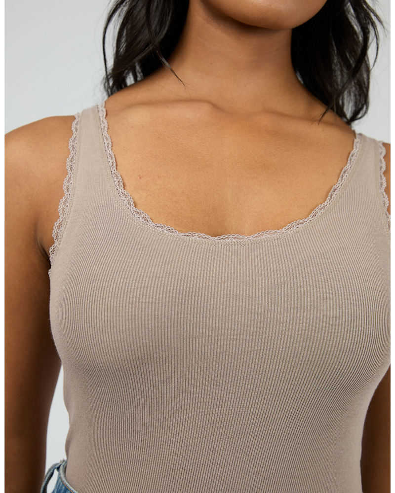 Washed Rib Lace Tank Tee All About Eve 