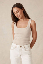 Contour Rib Square Neck Tank - Oat Tank Ceres Life 