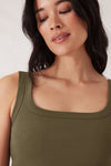 Contour Rib Square Neck Tank - Soft Olive Tank Ceres Life 