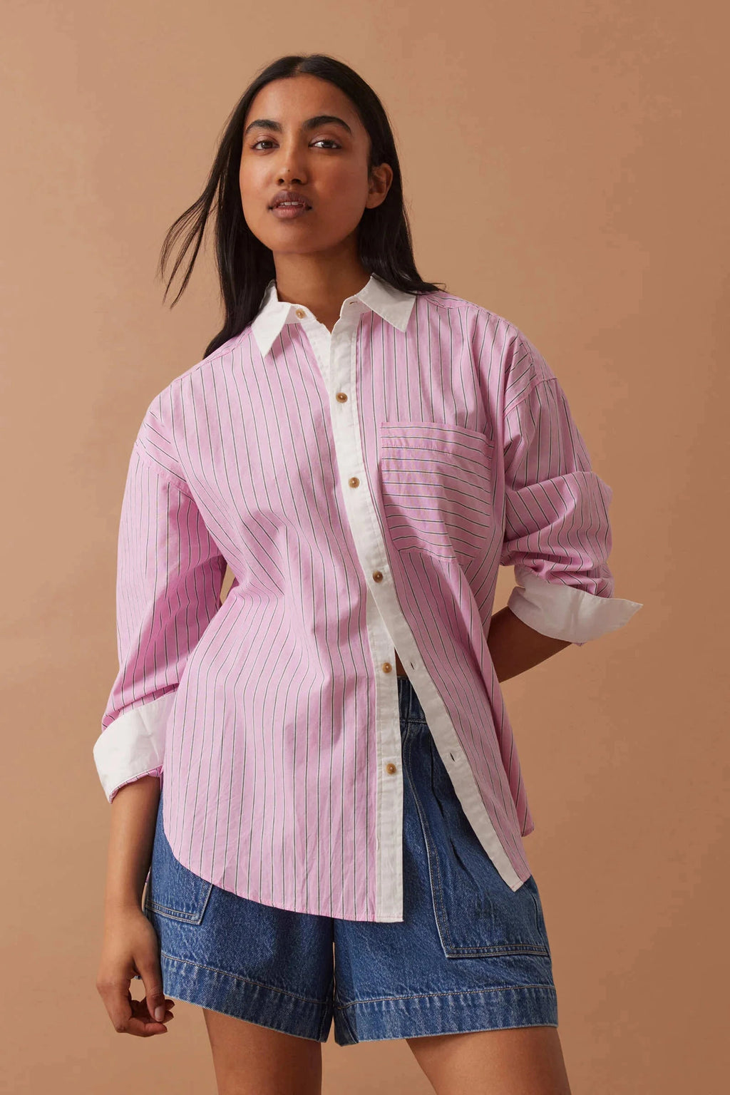 Peta Oversized Shirt - Hibiscus Pink Shirt Ceres Life 