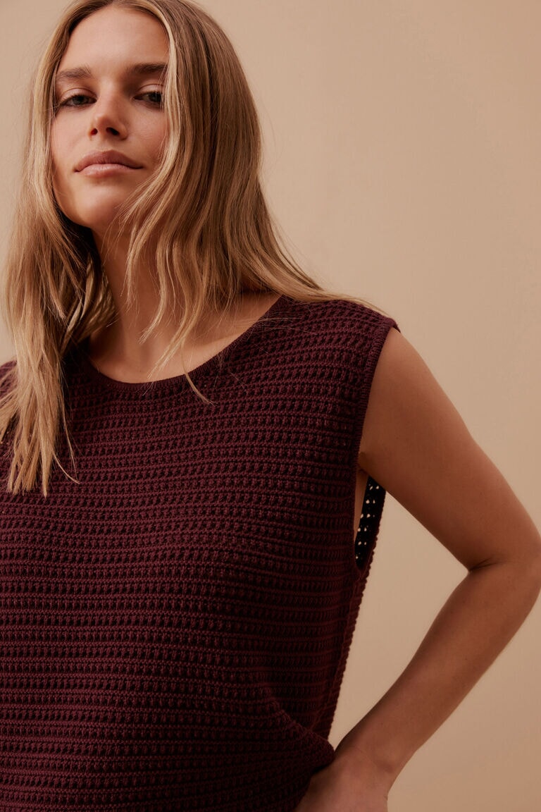Margot Mesh Knit Tank - Wine Tank Ceres Life 