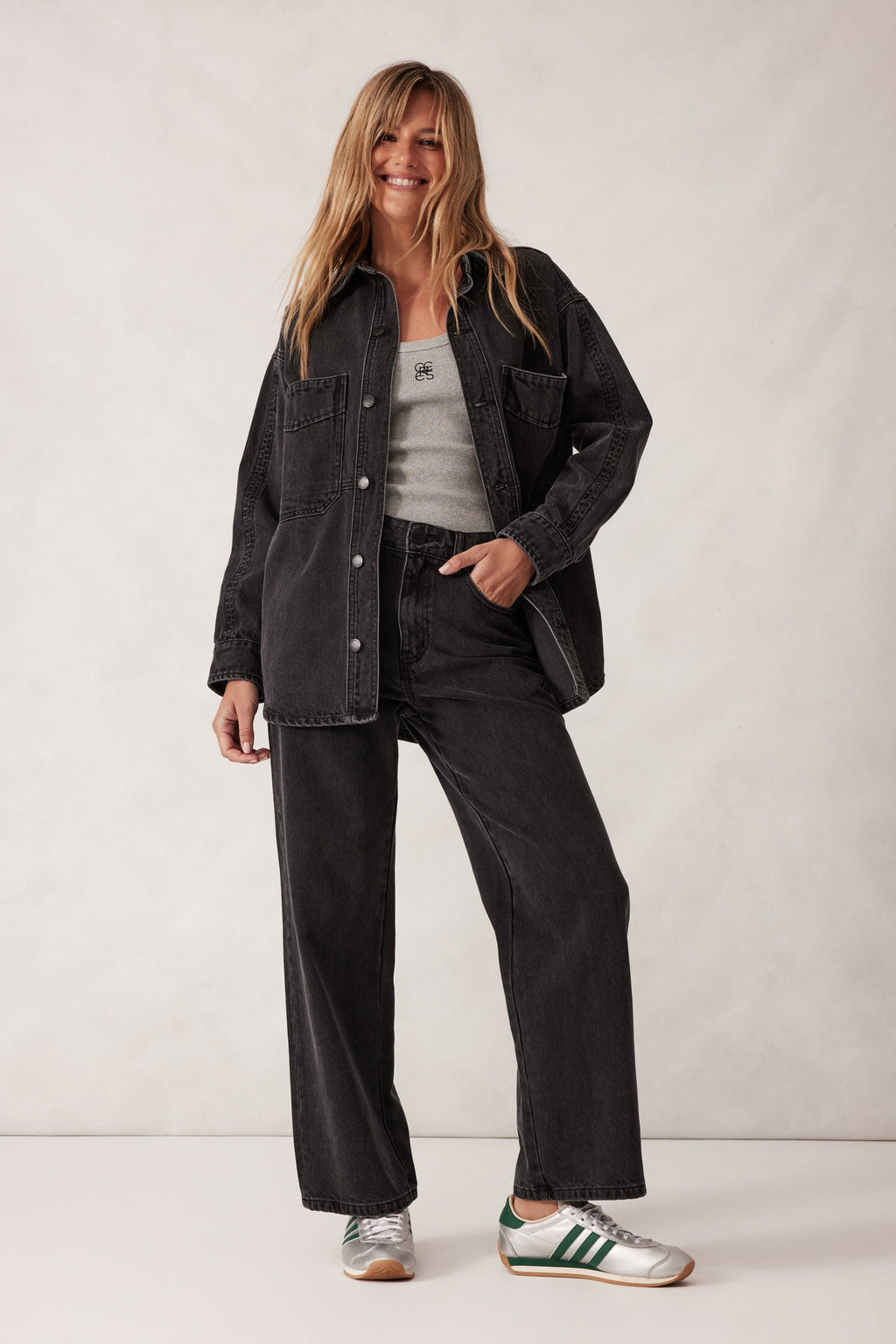 Bobbi Side Pocket Denim Shacket - Washed Black Dress Ceres Life 
