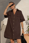 Sammy Relaxed Shirt Dress - Chocolate Dress Ceres Life 