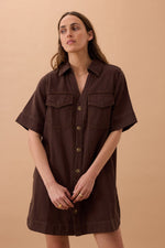 Sammy Relaxed Shirt Dress - Chocolate Dress Ceres Life 