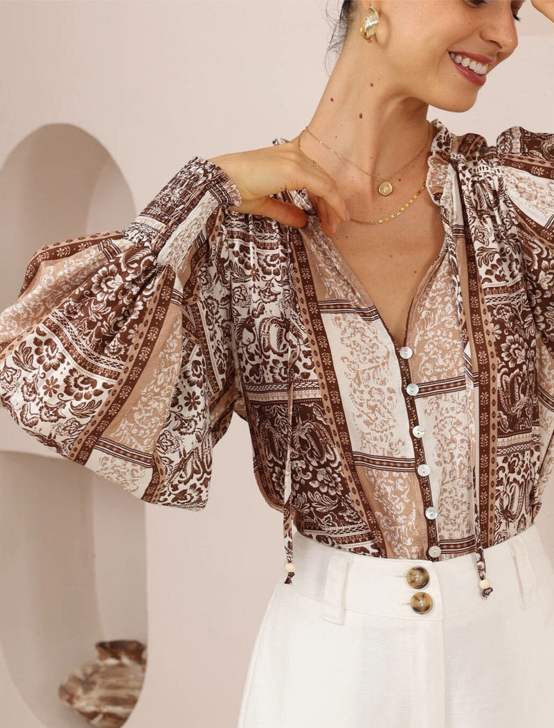 Aurora Blouse Top Iris Maxi 