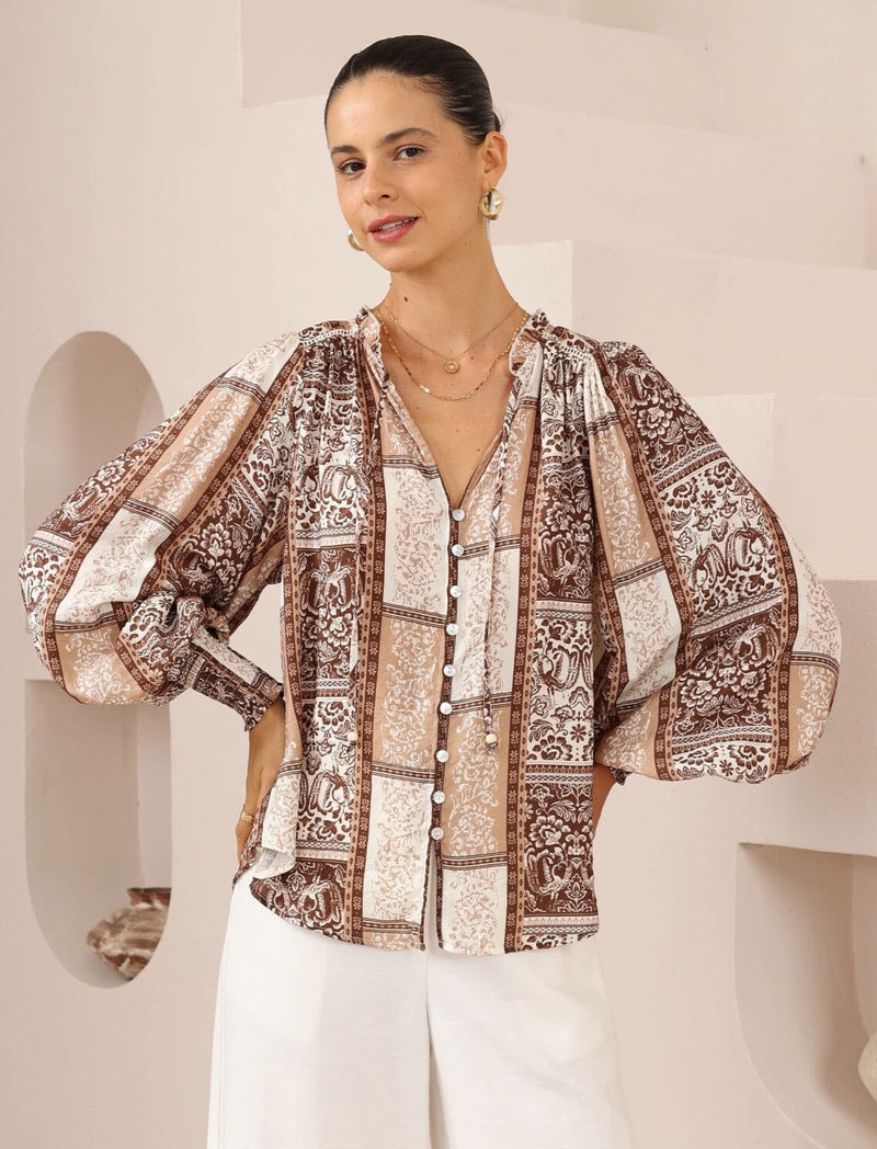 Aurora Blouse Top Iris Maxi 