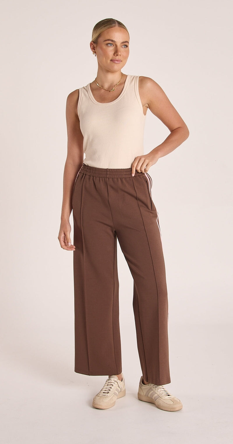Noah Wide Leg - Chocolate Pink Stripe Pants Feather & Noise 