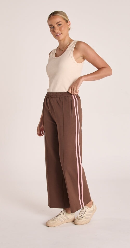 Noah Wide Leg - Chocolate Pink Stripe Pants Feather & Noise 