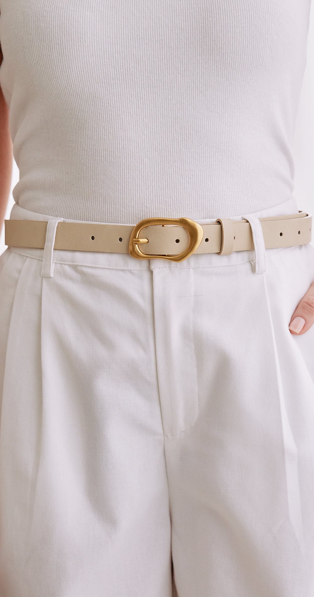 Cianna Belt - Cream & Gold Belt Feather & Noise 
