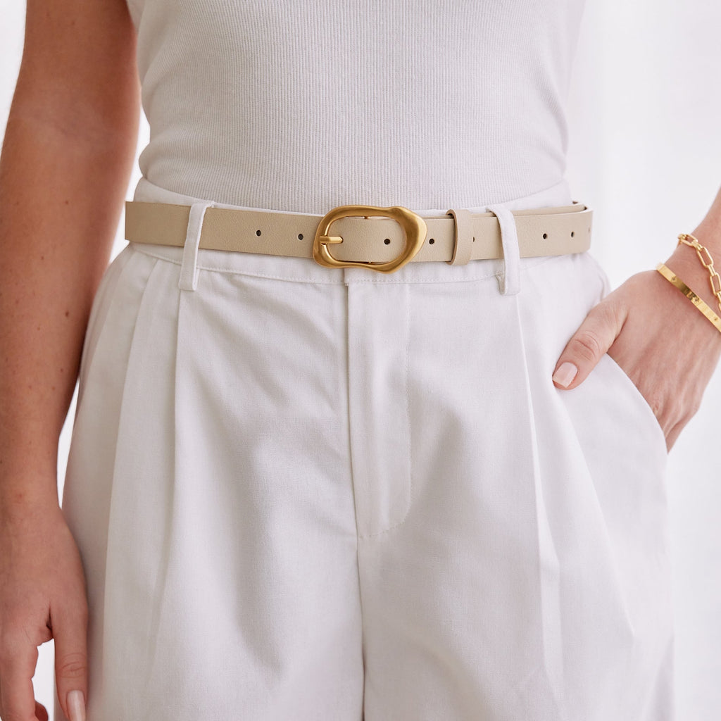 Cianna Belt - Cream & Gold Belt Feather & Noise 