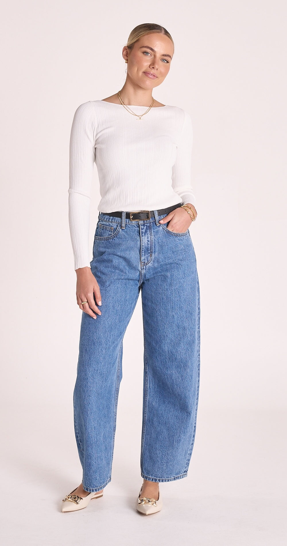Lola Barrel Jean - Deep Blue Pants Feather & Noise 