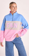 Varsity Logo Sweater - Pink Stripe Pants Feather & Noise 