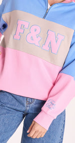 Varsity Logo Sweater - Pink Stripe Pants Feather & Noise 
