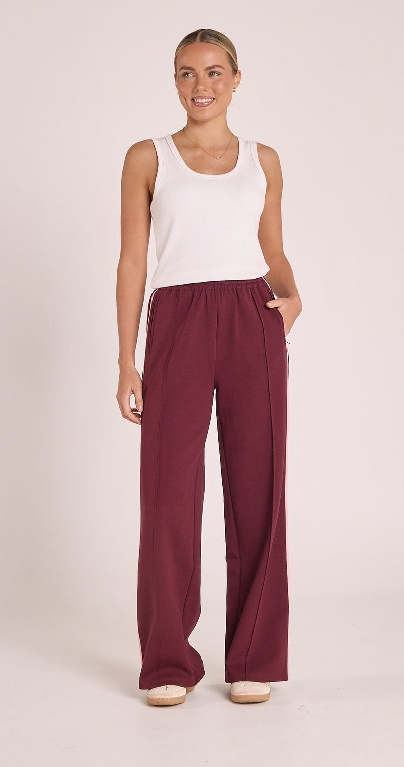 Noah Wide Leg - Plum Pink Stripe Pants Feather & Noise 