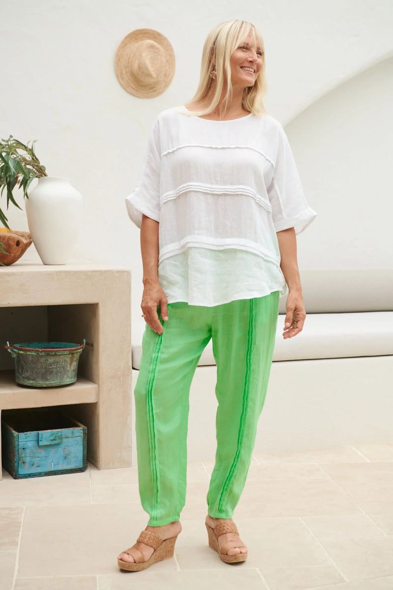La Vie Pintuck Pant - Kiwi Top Eb & Ive 