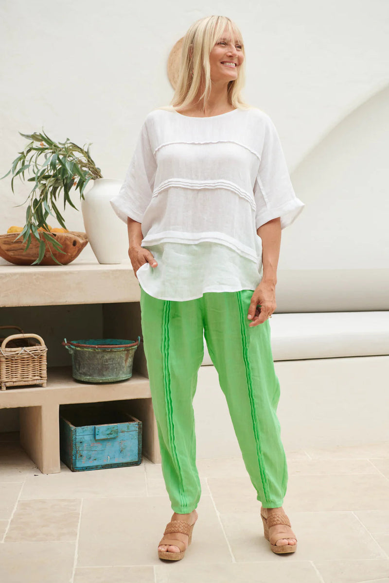 La Vie Pintuck Pant - Kiwi Top Eb & Ive 