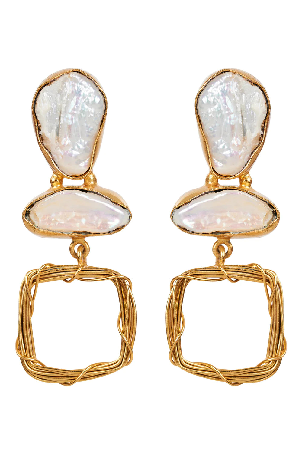Awaken Earring - Pearl/Gold Earrings Eb & Ive 