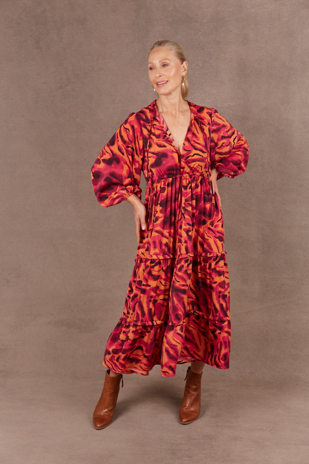 Mayan Tiered Maxi - Magenta Dress Eb & Ive 