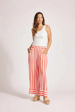 Treville Stripe Pant - Coral Shorts Eb & Ive 
