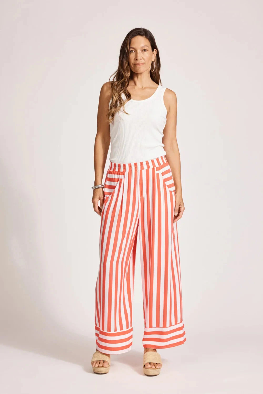 Treville Stripe Pant - Coral Shorts Eb & Ive 