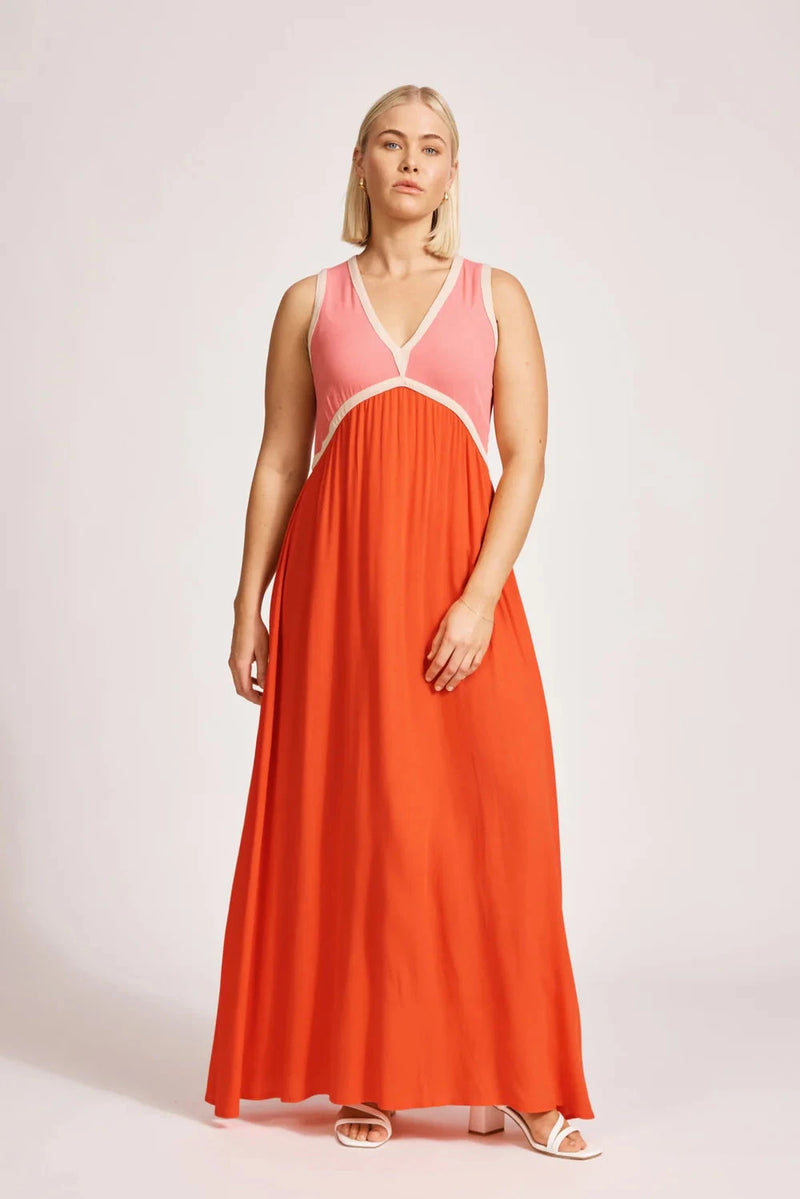 Alegria Spliced Maxi Dress - Cameo/Coral Dress Eb & Ive 