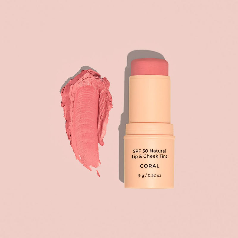 SPF 50 Natural Lip & Cheek Tint - Coral Avocado Zinc 