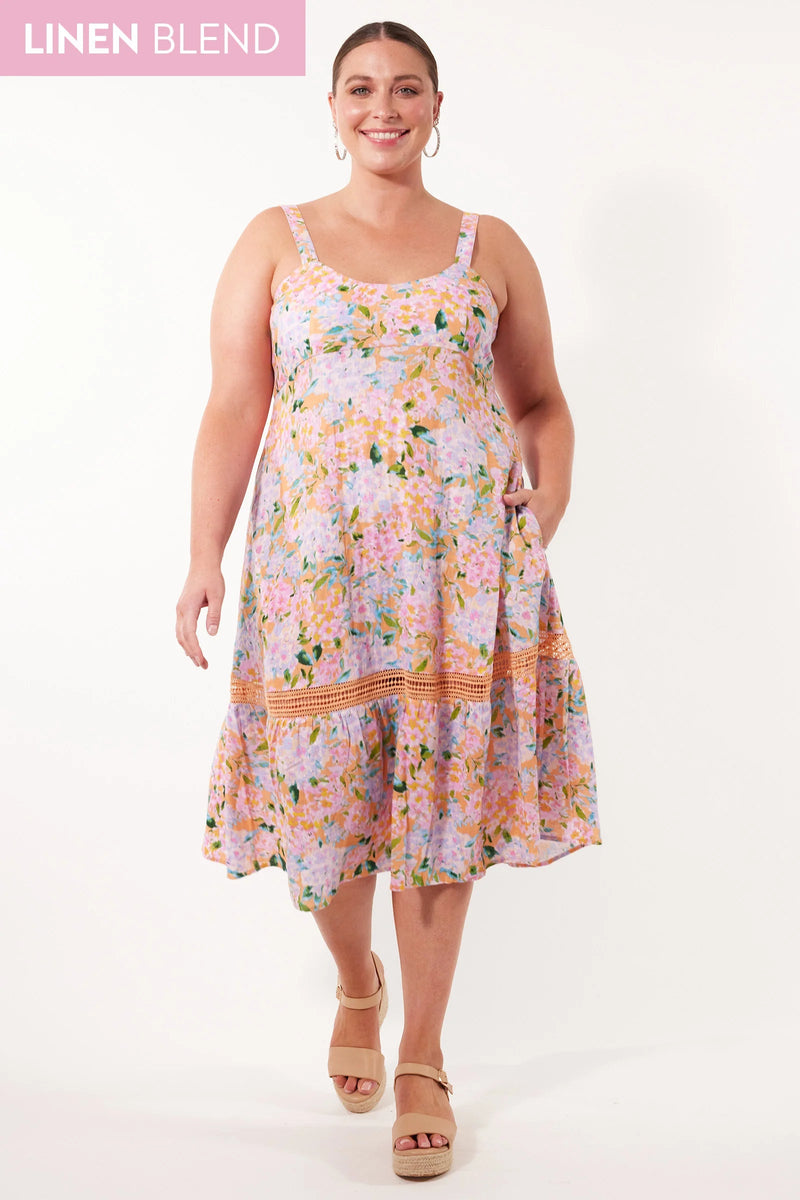 Flora Tank Dress - Sunset Hydrangea Dress Isle Of Mine 