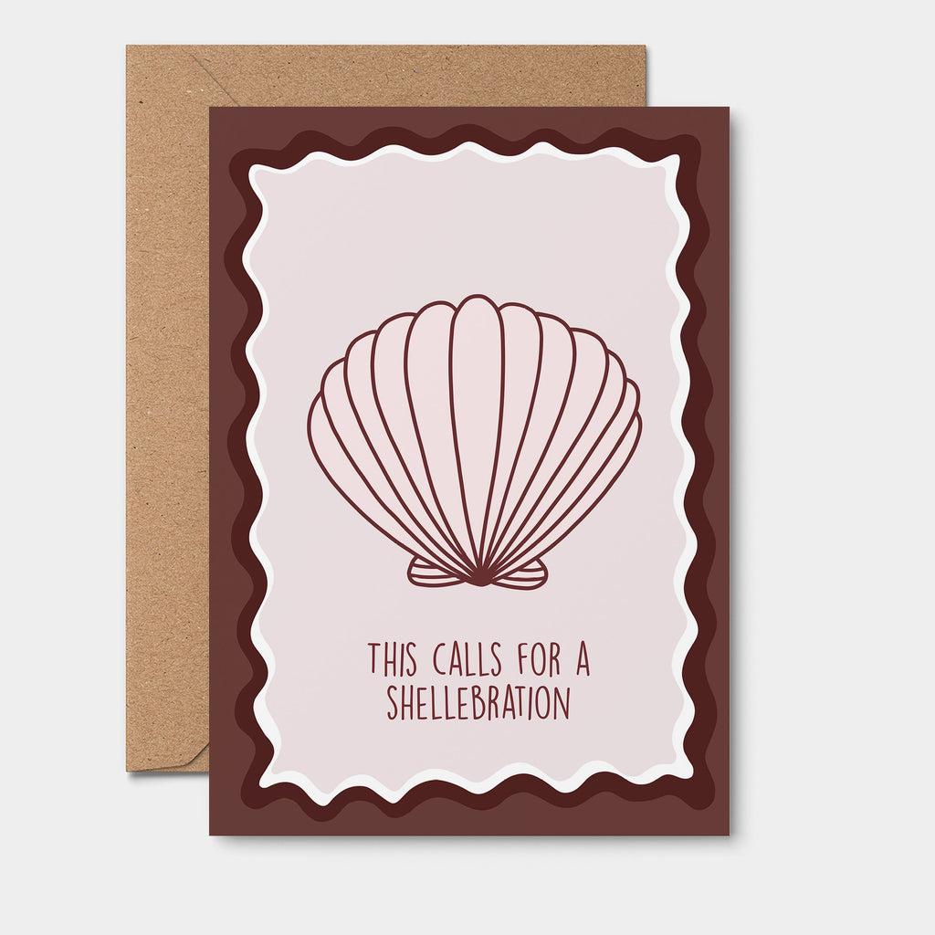 Calls For A Shellebration GREETING CARD. Brown, wavy, shell From Rosalie 