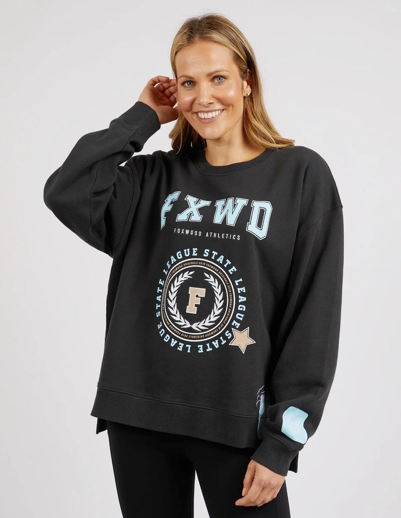 Get There Crew - Washed Black Jumper Foxwood 