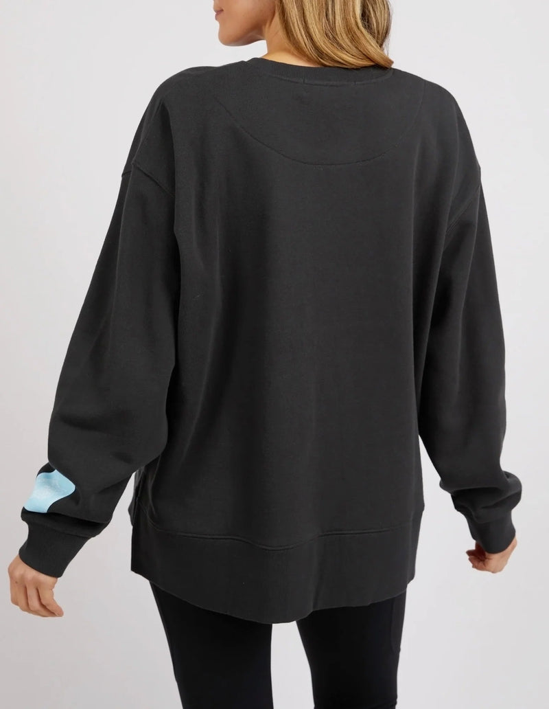 Get There Crew - Washed Black Jumper Foxwood 