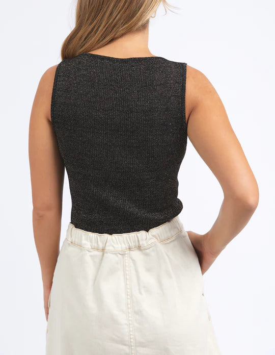 Tessa Metallic Knit Tank Top Foxwood 