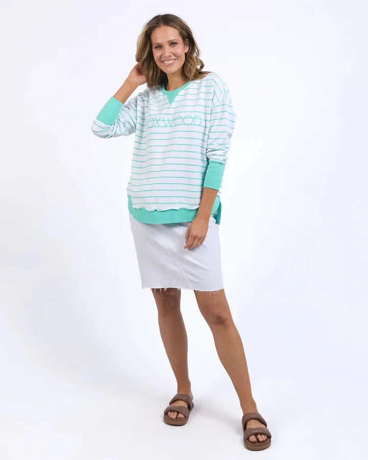 Simplified Stripe Crew - Neon Mint Jumper Foxwood 