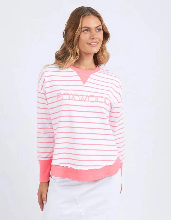 Simplified Stripe Crew - Neon Pink Jumper Foxwood 