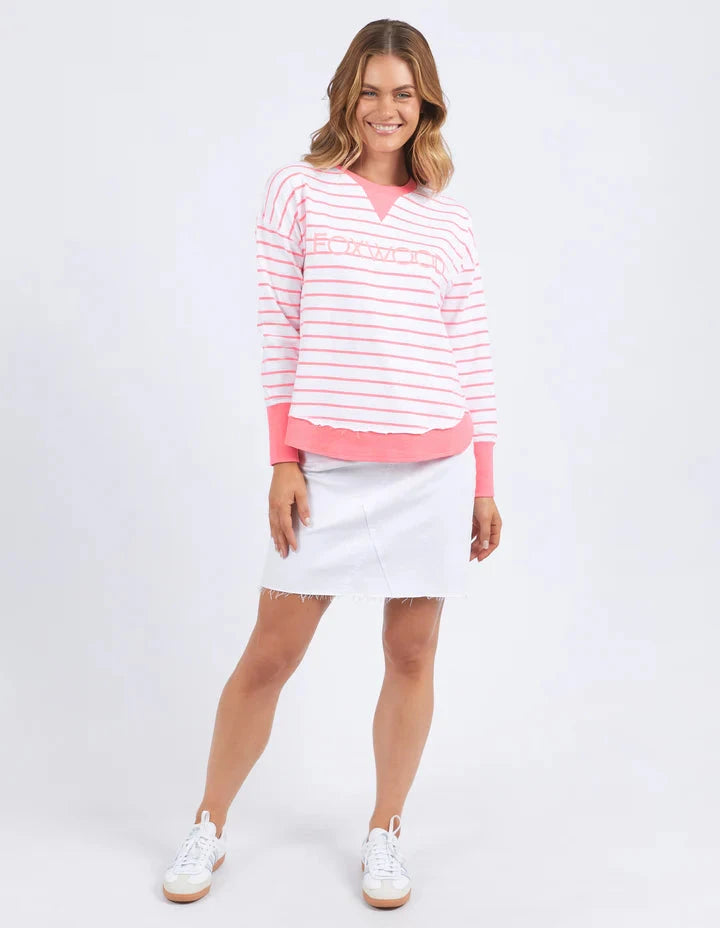 Simplified Stripe Crew - Neon Pink Jumper Foxwood 