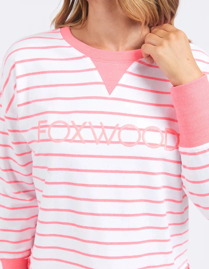 Simplified Stripe Crew - Neon Pink Jumper Foxwood 