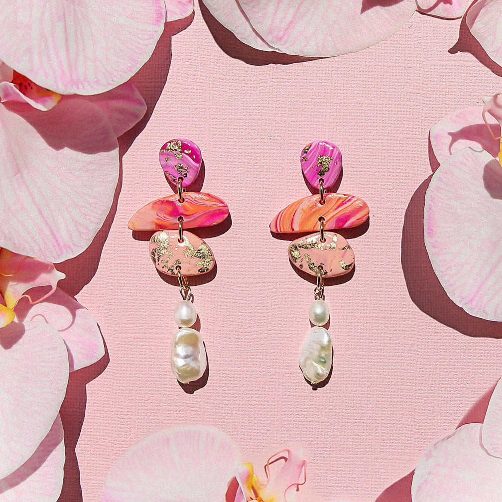 Coral Pebble Pearls Earrings Jewelry Kingston Jewelry 