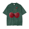 Cherry Baby Acid Wash Oversized Tee - Dark Green Tee Maku 