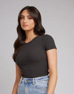 Eve Rib Baby Tee - Washed Black Tshirt All About Eve 