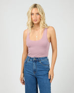 Washed Rib Lace Tank - Quartz Pink Tee All About Eve 